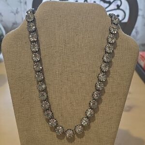 Stella & Dot Silver Necklace Rhinestones